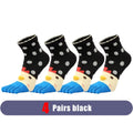4 Pairs Fashions Five Finger Socks Women Girl Cotton Three-Dimensional Pattern Cartoon Young Funny Casual Cute Toe Short Socks