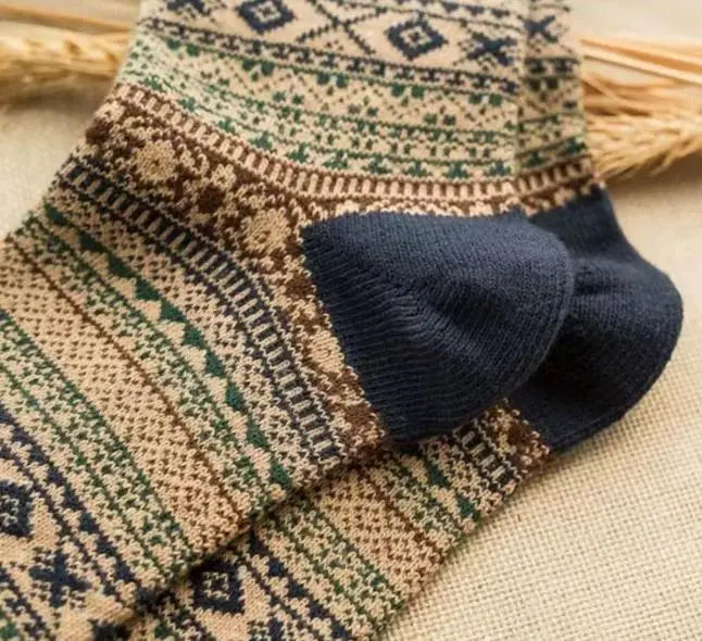 1/5 Pair Men's Cotton Socks Autumn and Winter Warm Socks Thick Knit Cabin Cozy Crew Soft Socks Gifts for Men Colorful Fashion