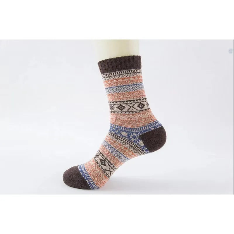 1/5 Pair Men's Cotton Socks Autumn and Winter Warm Socks Thick Knit Cabin Cozy Crew Soft Socks Gifts for Men Colorful Fashion