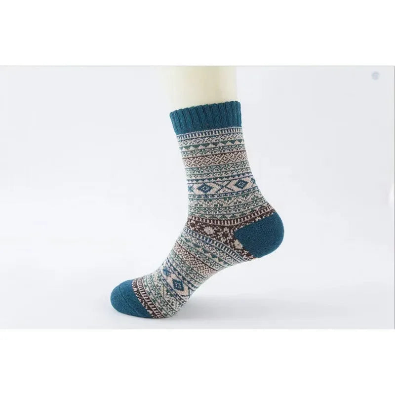 1/5 Pair Men's Cotton Socks Autumn and Winter Warm Socks Thick Knit Cabin Cozy Crew Soft Socks Gifts for Men Colorful Fashion