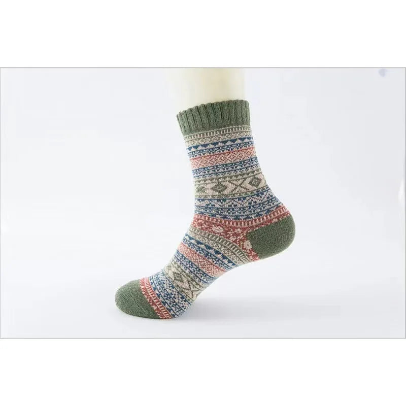 1/5 Pair Men's Cotton Socks Autumn and Winter Warm Socks Thick Knit Cabin Cozy Crew Soft Socks Gifts for Men Colorful Fashion