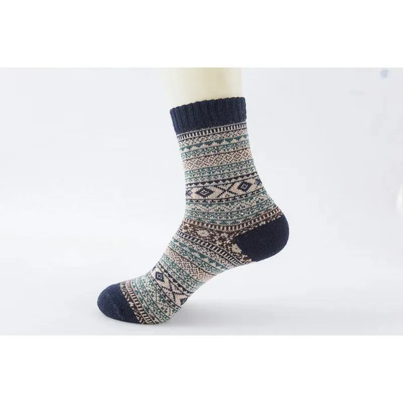 1/5 Pair Men's Cotton Socks Autumn and Winter Warm Socks Thick Knit Cabin Cozy Crew Soft Socks Gifts for Men Colorful Fashion