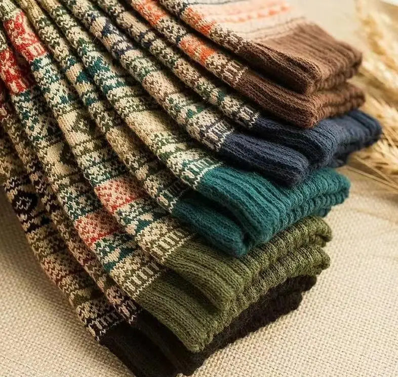 1/5 Pair Men's Cotton Socks Autumn and Winter Warm Socks Thick Knit Cabin Cozy Crew Soft Socks Gifts for Men Colorful Fashion