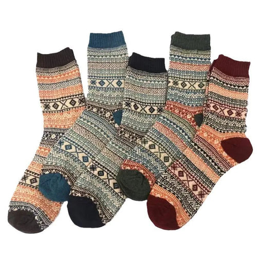1/5 Pair Men's Cotton Socks Autumn and Winter Warm Socks Thick Knit Cabin Cozy Crew Soft Socks Gifts for Men Colorful Fashion