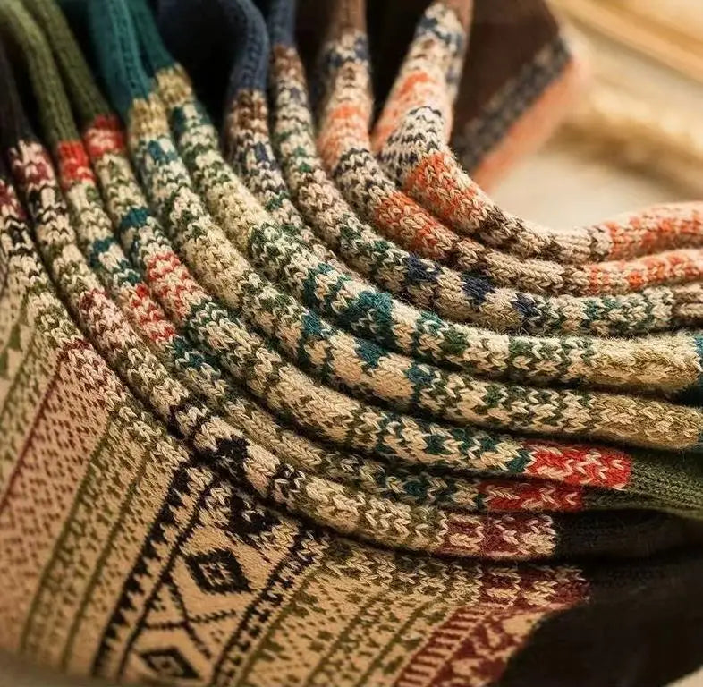 1/5 Pair Men's Cotton Socks Autumn and Winter Warm Socks Thick Knit Cabin Cozy Crew Soft Socks Gifts for Men Colorful Fashion