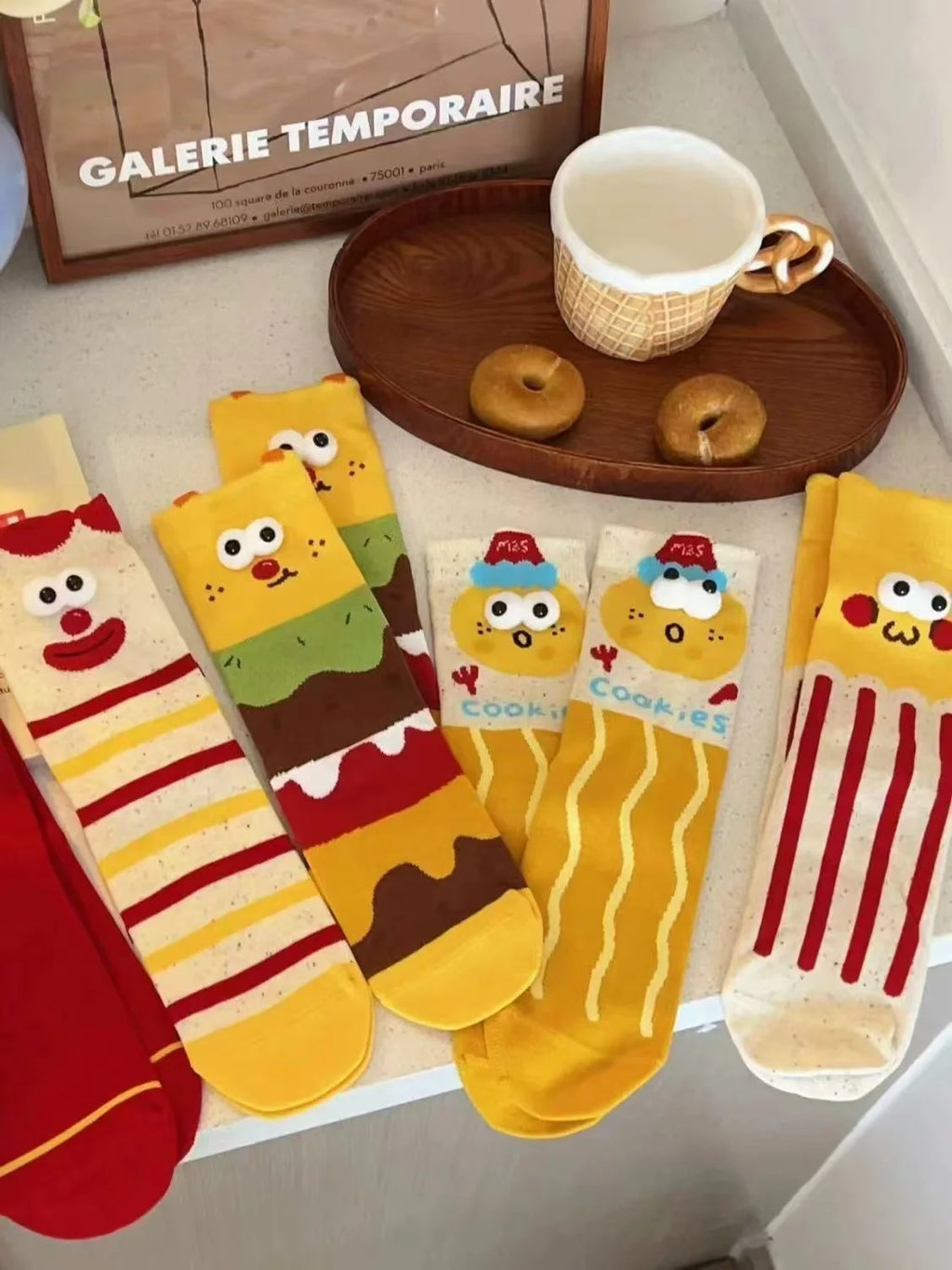 5 Pairs Unisex Socks Funny Cute Sweet Kawaii Mid Socks Set Cartoon 3d Big Eyes Comfortable Breathable High Quality Cotton Socks